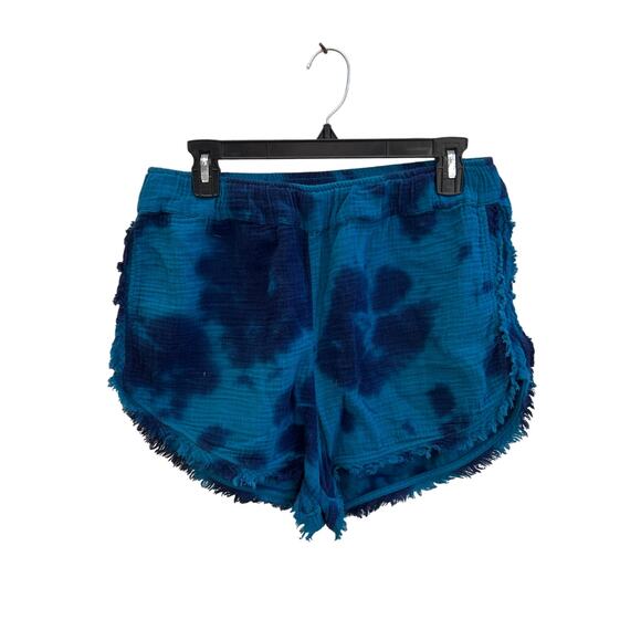 Teal Blue Tie Dye Textured 2 Piece Set Fringe Hem Lounge Outfit Size M - Picture 5 of 8